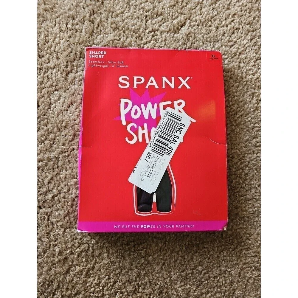Spanx Women's Power Short Mid Thigh Shaper Short Black Size XL NEW $36
